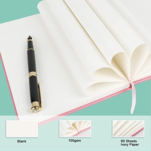 Blank Journal Notebook, (Pink), 160 Pages, Medium 8.3x5.7 inches - 100 gsm Thick Paper, Hardcover