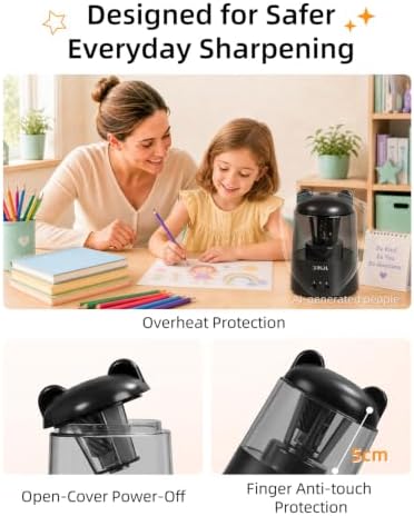 ZMOL Rechargeable Electric Pencil Sharpener for Colored Pencils Black