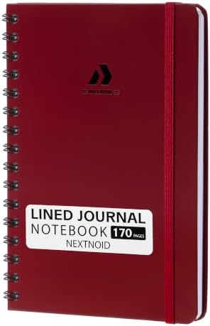Nextnoid A5 Lined Spiral Notebook - 170 Pages, College Ruled, Wine Red