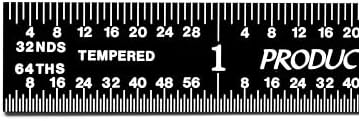 PEC Tools 18" Black Chrome Metal Ruler, Flexible, 4R Graduation