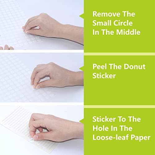 3000 Pack White Hole Punch Reinforcement Sticker Labels, Tear Resistant Plastic Circles Hole Protectors for Loose-Leaf Paper Sheets, Donut Design(Outer 0.5”, Inner 0.25”)