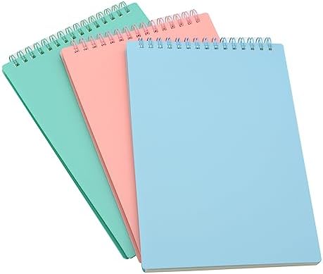 Yansanido Top Bound Spiral Notebook, 3 Pcs 3 Color A5 Size Thick Plastic Hardcover 8mm Ruled Paper 80 Sheets (160 Pages) Journal for School and Office Supplies (Light Color)