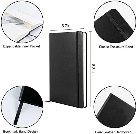 Journal notebook (A5-Dotted, Black Color),192 Pages, Medium 5.7X8.3 inches - 80 gsm Thick Paper, Hardcover