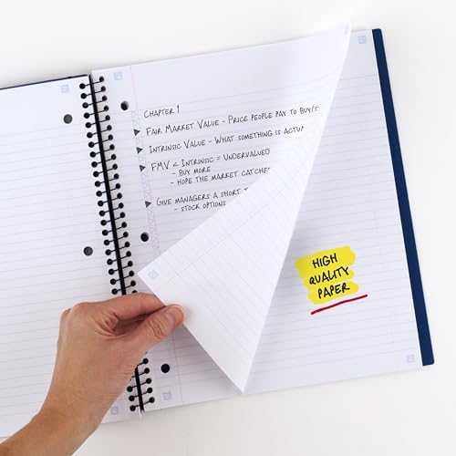 Five Star Advance Spiral Notebook + Study App, 5 Subject, College Ruled Paper, 8-1/2" x 11", 200 Sheets, Spiral Guard, Movable Tabbed Dividers, Pacific Blue (73150) (Pack of 6)