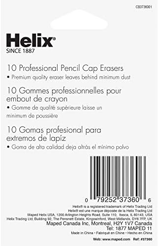 Helix - Professional Pencil Cap Erasers 10ct - Efficient Correction - Durable & Clean - Ideal for Students and Professionals - Latex Free