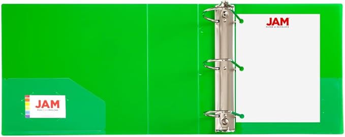 JAM PAPER Plastic 4 inch Binder - Green 3 Ring Binder - Sold Individually