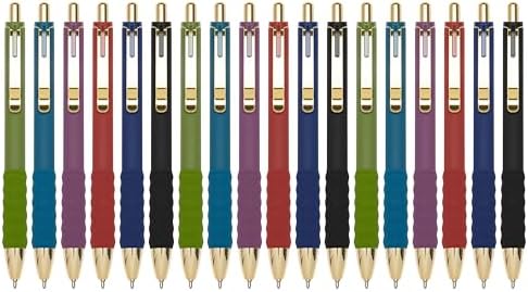 Linbsunne Ballpoint Pens Black Medium Point 1mm Pen with Super Soft Grip Ball Point Pen for Men Women Retractable Pens (Vintage-18 pcs)