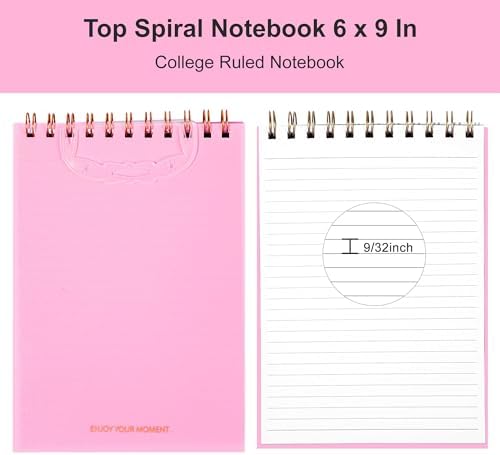 3 Pack Steno Pads Spiral 6 x 9 Inch,Top Bound Spiral Notebook College Ruled