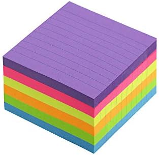 Early Buy Lined Sticky Notes 4x4 in, 6 Bright Colors, 6 Pads, 60 Sheets/Pad