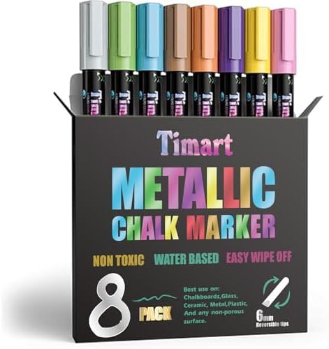 Timart 8 Pack Metallic Liquid Chalk Markers