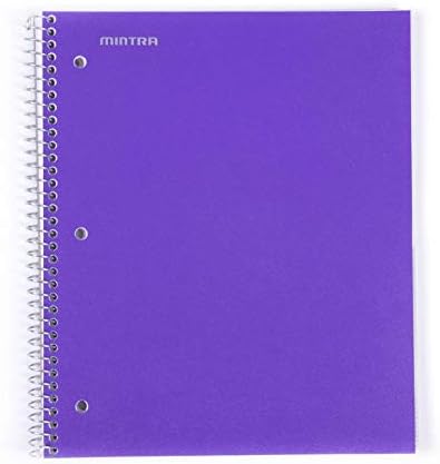 Mintra Office Durable Spiral Notebooks, 1 Subject, (Purple, Wide Ruled 12pk), 100 Sheets, Poly Pocket, Moisture Resistant Cover, School, Office, Business, Professional