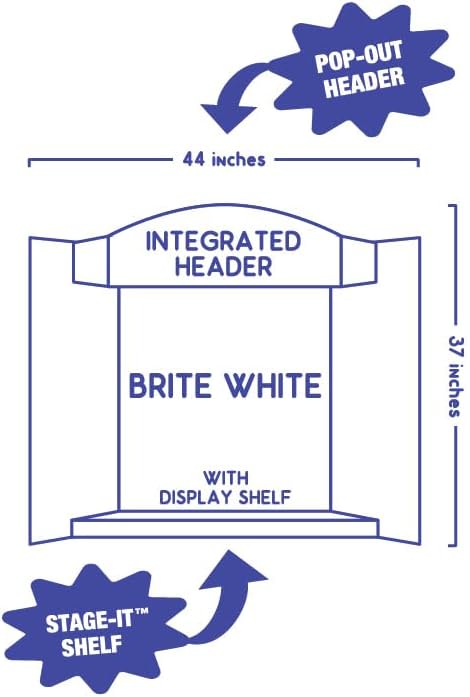 Royal Brites Stage-It Display Board, 37" x 44" 5 Pack Tri-fold Presentation Board with 3D Pop-Out Header & Shelf, White Corrugated Board for Science Fairs, School Projects, Work Presentations - 5 Pack