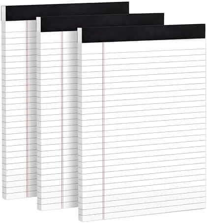 3 Pack Legal Pads 8.5 x 11 White Note Pads 8.5 x 11 Wide Ruled Notepads