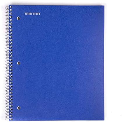 Mintra Office Durable Spiral Notebooks, 1 Subject, (Blue, 4x4 Graph 1pk), 100 Sheets, Poly Pocket, Moisture Resistant Cover, School, Office, Business, Professional