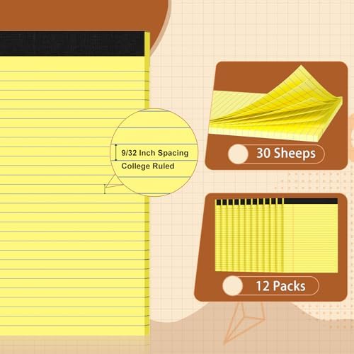 Legal Pads 8.5 X11.75, Narrow Ruled Notepads, 12 Pack White Note Pads