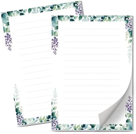 Lined Sticky Notes 4x6 in, 2 Pack Large Cute Notepads with Lines Self-Stick Note Pad, Funny Memo Pads Strong Adhesive for Office, Home Cute Boho Flowers