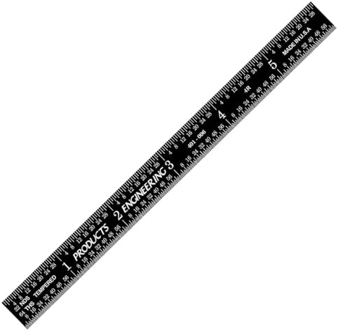 PEC Tools 6" Black Chrome Metal Ruler, Flexible, 4R Graduation
