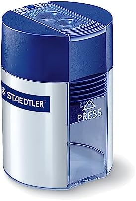 STAEDTLER Double-Hole Tub Pencil Sharpener: Dual Size Manual Sharpener for Standard Graphite & Colored Pencils - Compact Design - Ideal for Classroom, Home, Office, & Art Studio