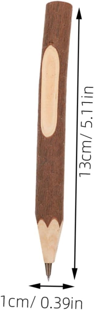 SEWACC Natural Wood Ballpoint Pens 13cm Set of 10 Biodegradable Tree Bark Writing Pens for Office and School Use