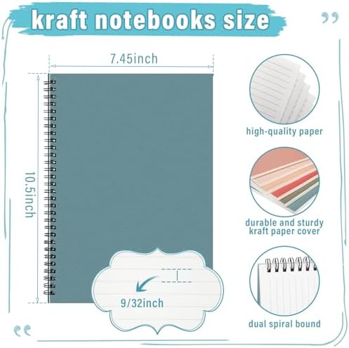 Fuutreo 6 Pack Spiral Notebook 10.5x7.45 Notebook,Retro Series,Classical