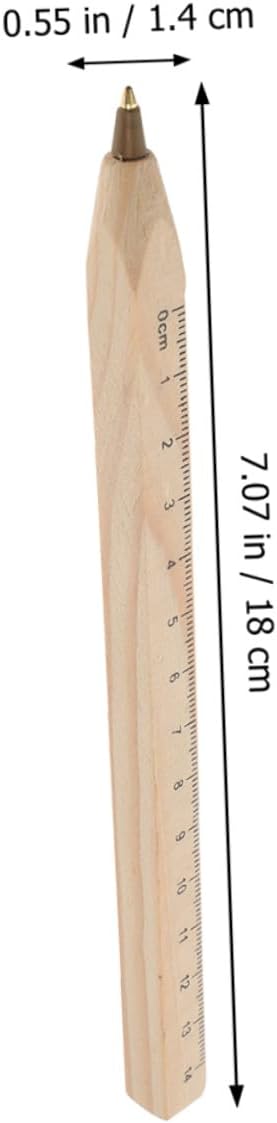 Healifty 20pcs Black Wood Ballpoint Pens with Ruler Printed, Natural Biodegradable Wooden Carpenter Pens for Drafting and Industrial Use