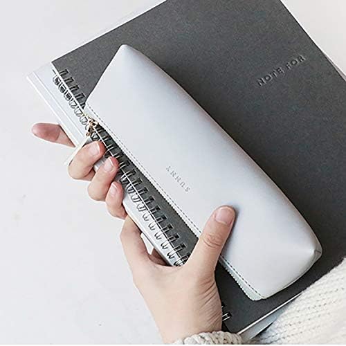 Doraking Pencil Bag Pen Case Cosmetic Makeup Bag Pen Pencil Stationery Pouch Bag Case/PU Leather Small Pencil Pouch Students Stationery Pouch Zipper Bag for Pens, Pencils, Markers (Purple Grey)