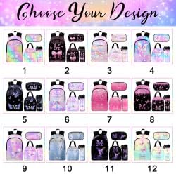 M YESCUSTOM Personalized Girls Backpack Lunch Bag Butterfly Custom Bookbag for Girls Kids Backpack Elementary Preschool School, Waterproof Daypack for Girl Travel Bag Water Bottle