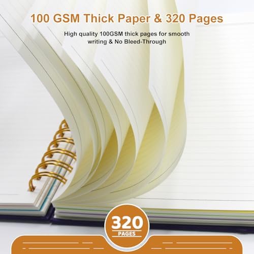 Hardcover Spiral Notebook Journal with Removable Dividers Tabs