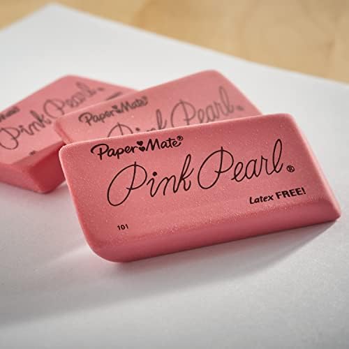 Paper Mate Pink Pearl Erasers, Large, 3 Count (Pack of 2)