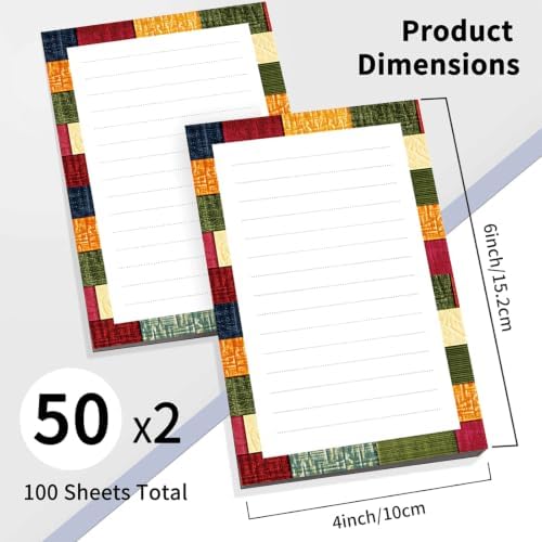 2 Pack Lined Sticky Notes 4x6 in, Cute Self-Stick Notepads with Lines, Large Memo Pads Strong Adhesive for Office, Home Colorful Plaid