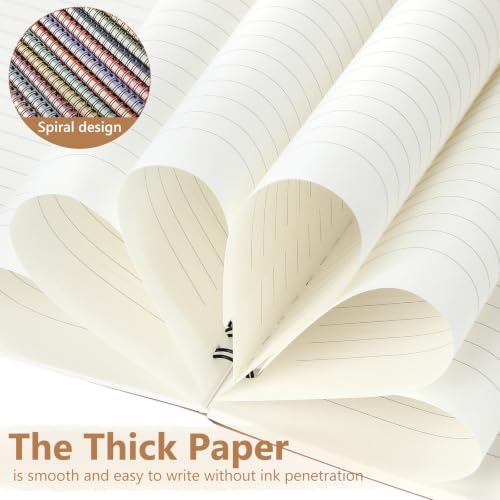 Fuutreo 12 Pcs Spiral Notebook for Work A5 8.3 x 5.7 Inch College Ruled Spiral Journal Notebook Kraft Cover Ruled Paper, 12 Color, 60 Sheets, 120 Pages for Office School (Happy Color,Classic)