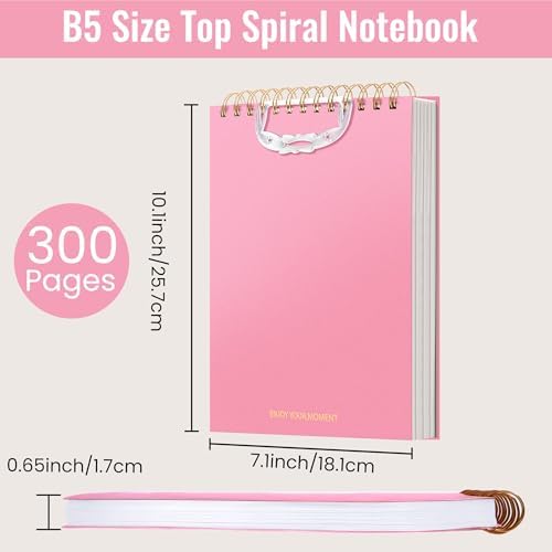 Yoment B5 Top Spiral Notebook,Steno Pads College Ruled Notebook,300 Pages