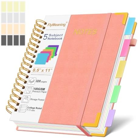 Hardcover Spiral Notebook Journal with Removable Dividers Tabs