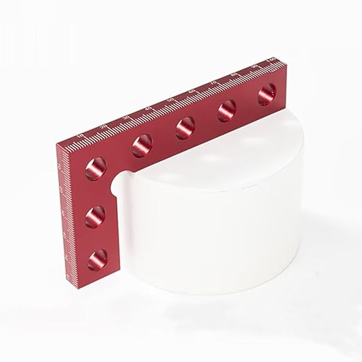 Mini Small Square Center Finder Tool Aluminum Alloy Woodworking 90 Degree Machinist Square L Ruler for Round Square Stock Edges Marking Carpenters Layout Gauge (3.94 x 2.36 in, Red)