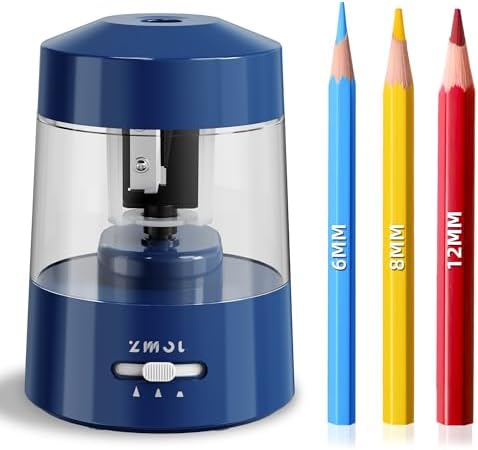 ZMOL Electric Pencil Sharpener Battery, 6-12mm Jumbo Pencils,Dark Blue