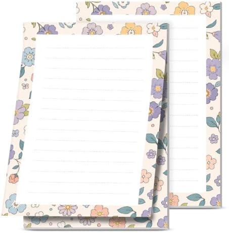 2 Pack Lined Sticky Notes 4x6 in, Cute Self-Stick Notepads with Lines, Large Memo Pads Strong Adhesive for Office, Home Cute Boho Flowers