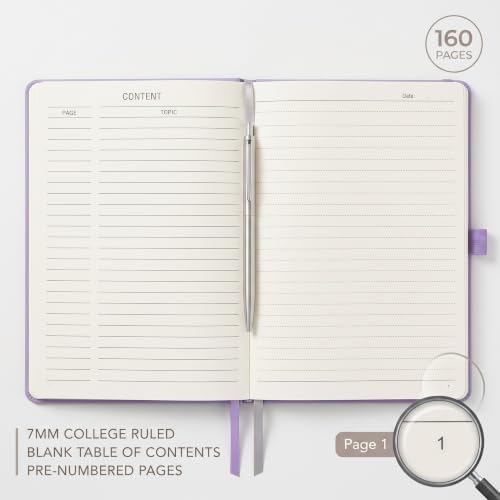 AHGXG Lined Journal Notebook, 160 Numbered Pages, A5 Size (5.7'' x 8.3'')
