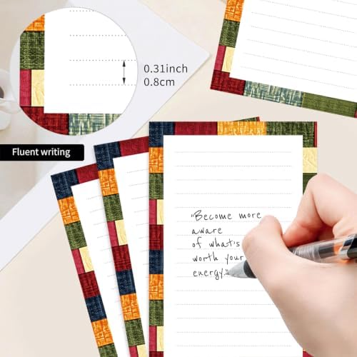 2 Pack Lined Sticky Notes 4x6 in, Cute Self-Stick Notepads with Lines, Large Memo Pads Strong Adhesive for Office, Home Colorful Plaid