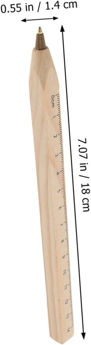 Didiseaon 20pcs Wooden Ballpoint Pens Black Carpenter Marker Ballpoint Ink Pen with Printed Scale Ruler Natural Biodegradable Woodwork Supply for Engineering Drawing and Office Use