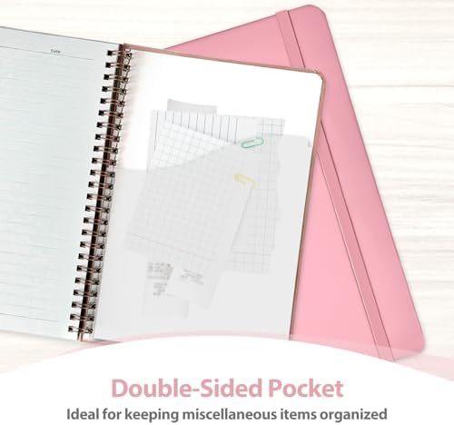 A5 Lined Spiral Journal Notebook, 146 Pages Hardcover Notebook with 100 GSM Thick Paper, Inner Pocket & Elastic Closure, 5.7" x 7.9", Notebooks for Work, School, College, Office, Journaling & Note Taking