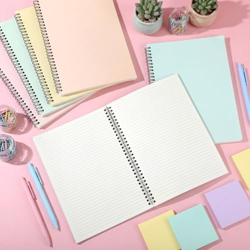 Fuutreo 6 Pack Spiral Notebook 10.5x7.45 Notebook,Macaron,Bright Colors