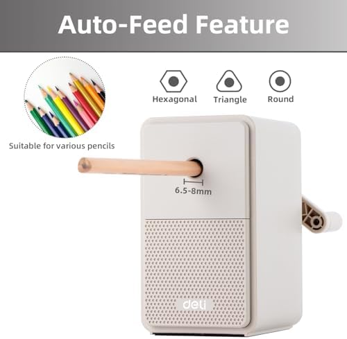 Deli Manual Pencil Sharpener, Gray
