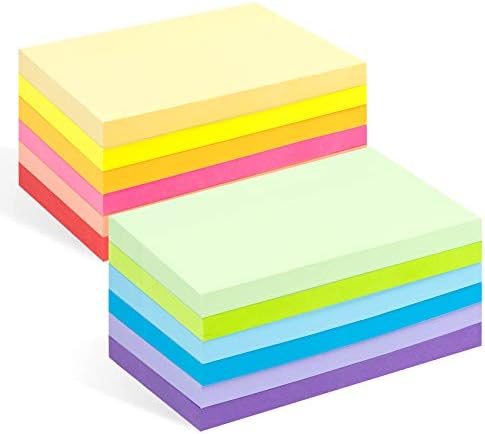 Agoer Large Sticky Notes,1200 Sheets Memo Pads,3 x 5 in Bright Colored Note Pads,Clean Removal Super Self-Stick Notes,12 Colors Notepads,Pastel Ruled Post Stickies for Office,Home,School Supplies