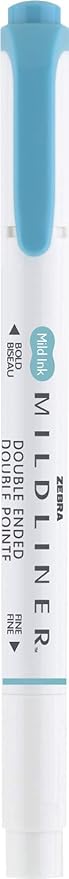 Zebra Pen Mildliner Dual-Tip Highlighters, Broad and Fine Tips, Ideal for Bible Highlighting, No Bleed, School Supplies, Teacher Supplies, and Office Supplies, Mild Smoke Blue Ink, 12-Pack (78420upc)