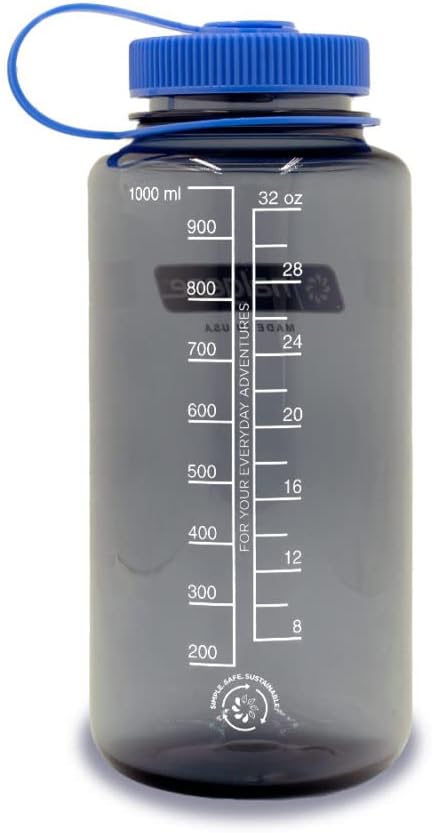 Nalgene 48 oz Wide Mouth Silo Water Bottle | BPA-Free, Durable & Leak Proof, Large & Lightweight for Hiking, Gym & Sports, Grey (Pack of 6)