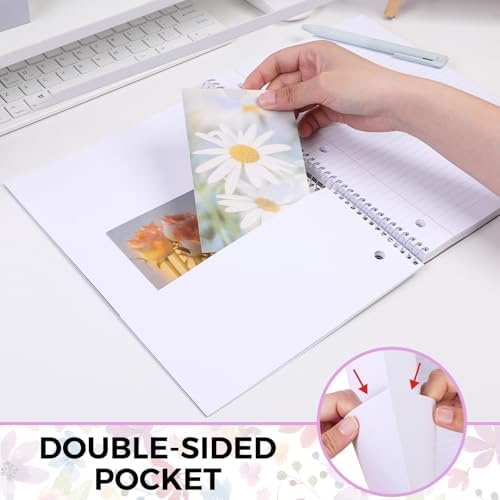 SKYDUE 8"x10.5" Spiral Notebook - College Ruled 100 Sheets, 1 Subject Notebook for School & Office, 3-Hole Punched Paper, Floral Design