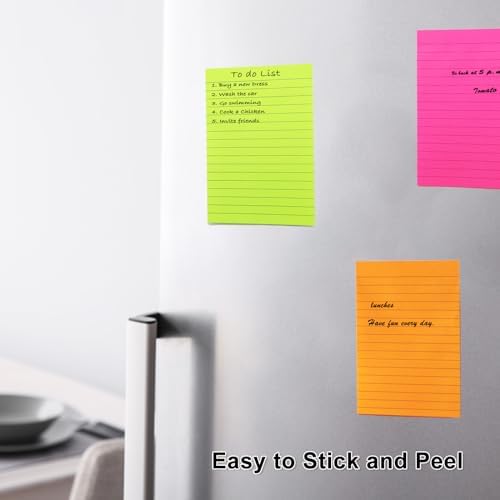27 Pack Lined Sticky Notes 4x6 in Post Sticky Notes with Lines, 9 Bright Colors Self Sticky Notes Pad Its, Large Ruled Sticky Note for Office, Home, 35 Sheets/Pad