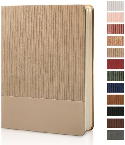 Lined Journal Notebook for Work College Ruled Note Book 5.79"x8.27" A5 PU Leather Daily Journaling 216 Pages for Women Men Writing Home School Supplies Business (Khaki)