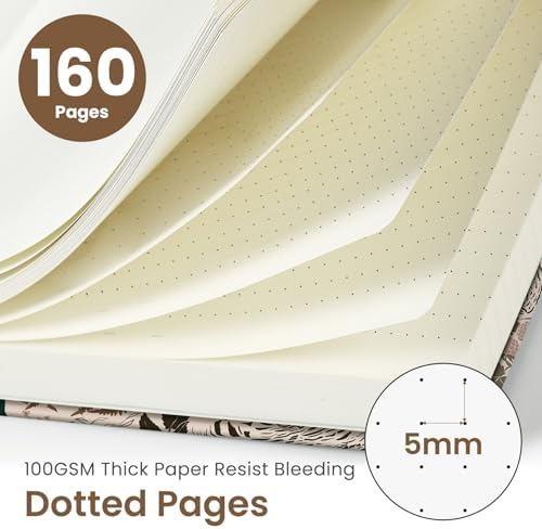 Taja Pretty Journal for Women, 5.7" x 8.3" Dotted Notebook for Journaling