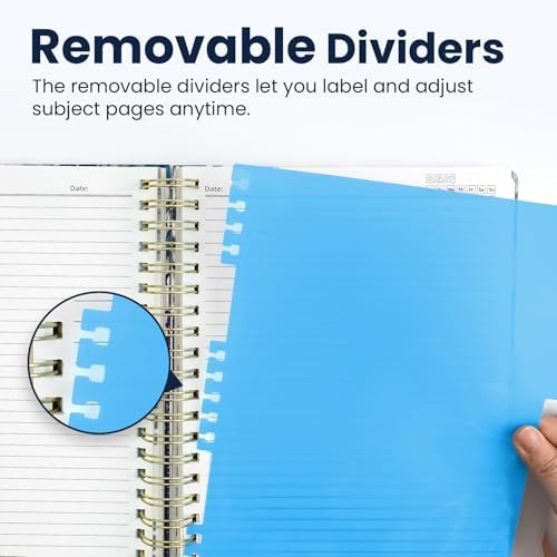 Taja Spiral Notebooks for Work 5 Subject Notebook with Removable Dividers